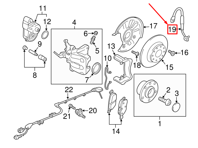 NEW AUDI A3 SPORTBACK 8V REAR BRAKE HOSE 5WA611775 ORIGINAL