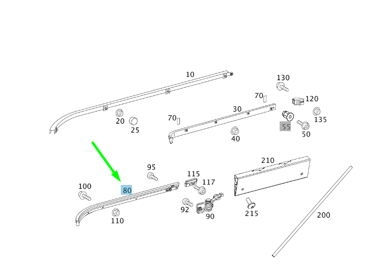 new mb vito w639 sliding door bottom left guide rail a6397660800 original