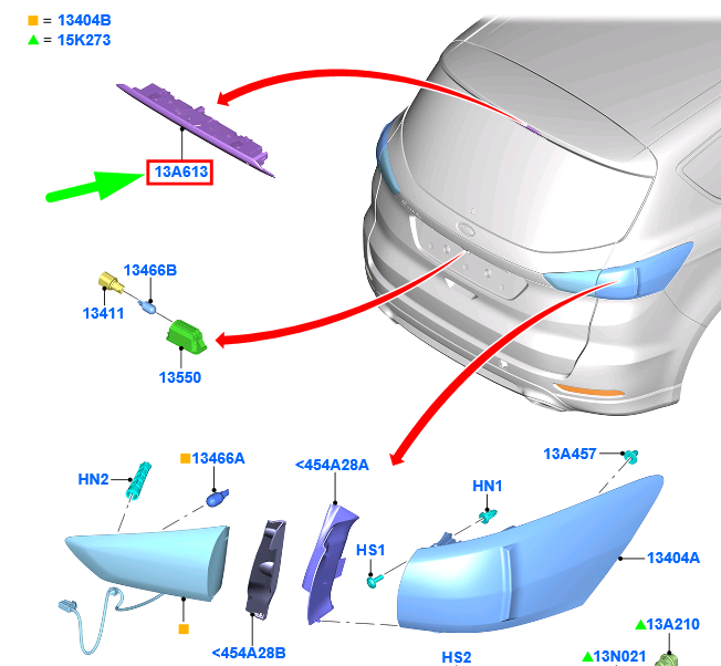 new ford galaxy mk3 cd390 rear auxiliary stop lamp 2327247 original