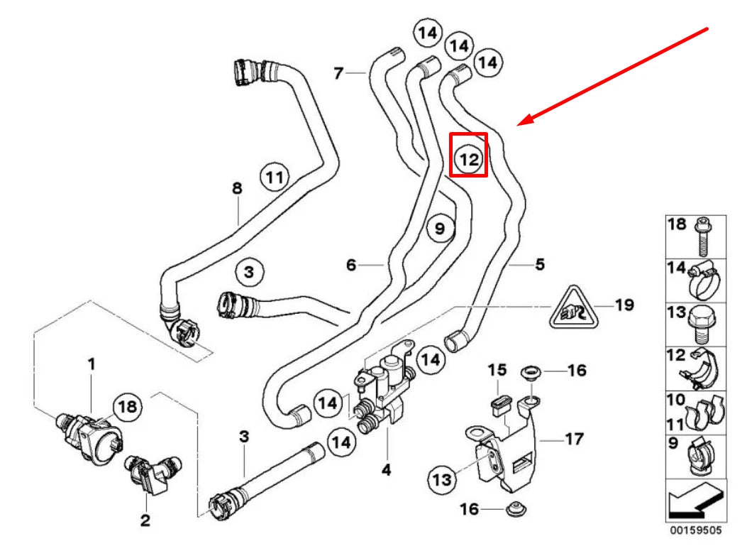 NEW BMW X5 E70 WATER COOLING HOSE CLAMP 64219182947 9182947 ORIGINAL