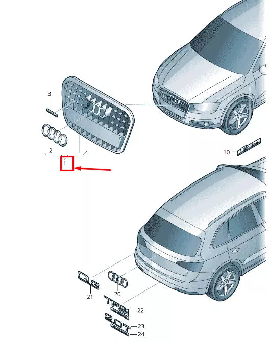 NEW AUDI Q3 8U RADIATOR GRILLE 8U0853651K1QP 8U0853651K 1QP