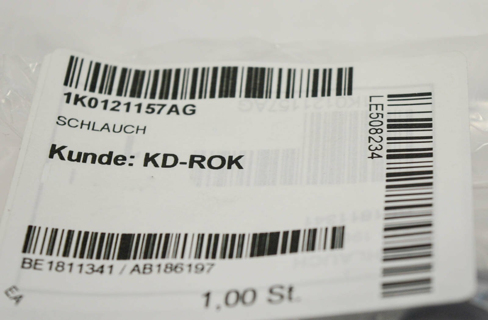 NEW AUDI A3 S3 8P COOLANT WATER PIPE HOSE 1K0121157AG ORIGINAL