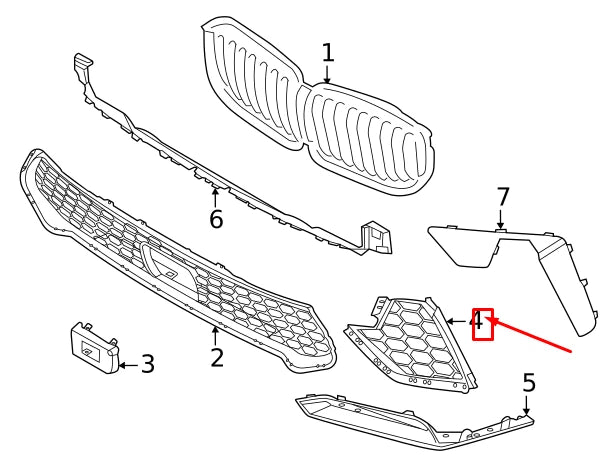 NEW BMW X5 G05 M FRONT RIGHT GRILLE 51118069916 8069916 ORIGINAL