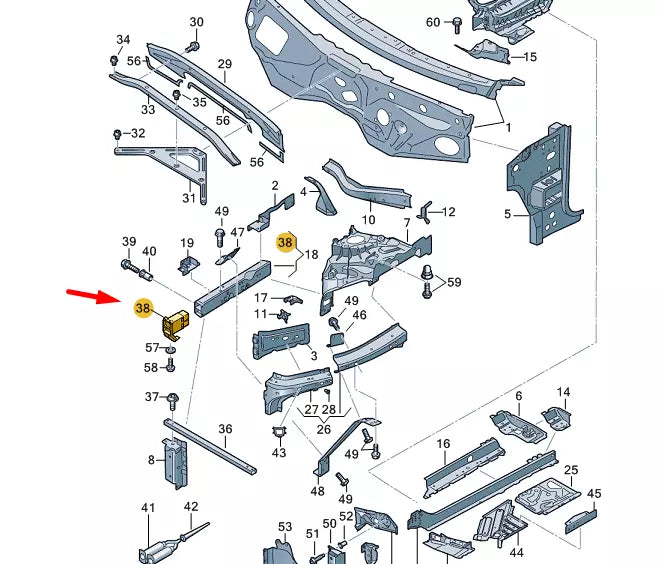 NEW AUDI Q7 4M FRONT LEFT REINFORCEMENT BAR 4M0805109G ORIGINAL