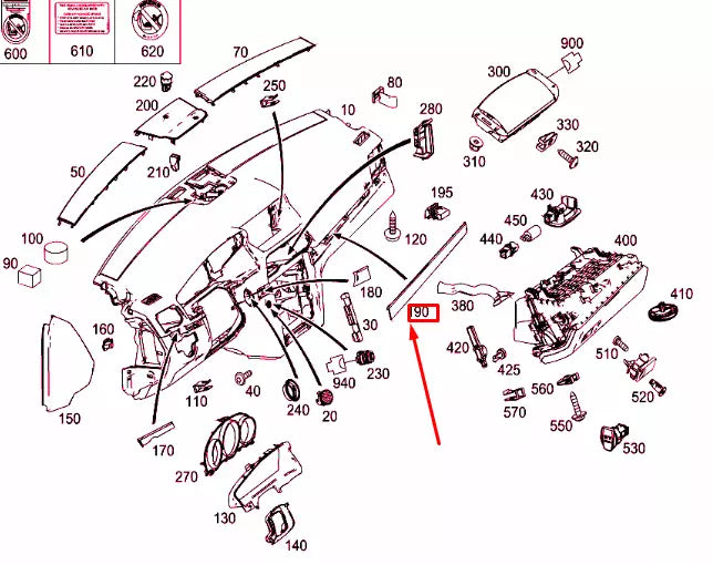 NEW MERCEDES-BENZ E C207 DASHBOARD RIGHT ORNAMENTAL TRIM LHD A2076802671