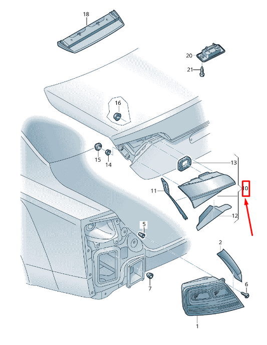 new audi a8 4h right side tailgate taillight 4h0945094n original