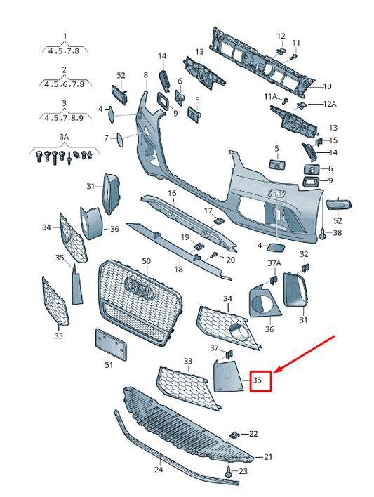 NEW AUDI RS7 SPORTBACK 4G FRONT RIGHT BUMPER COVER 4G8807246B ORIGINAL