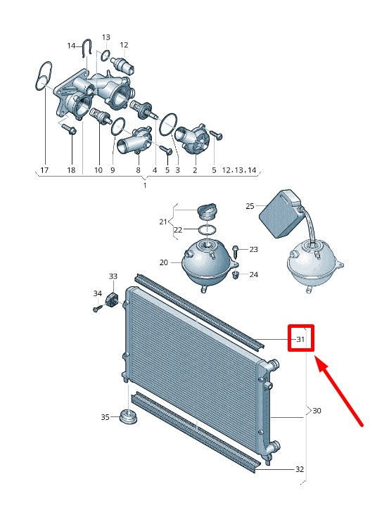 new vw passat b6 3c2 upper radiator seal cover 3c0121345al original