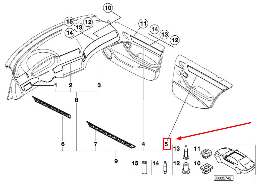 NEW BMW 3 E46 REAR RIGHT DOOR TRIM MOLDING 7047166 51457047166 ORIGINAL