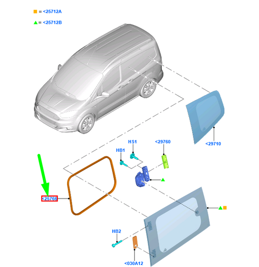 new ford tourneo courier left 2nd row flip open window seal 1857057 original