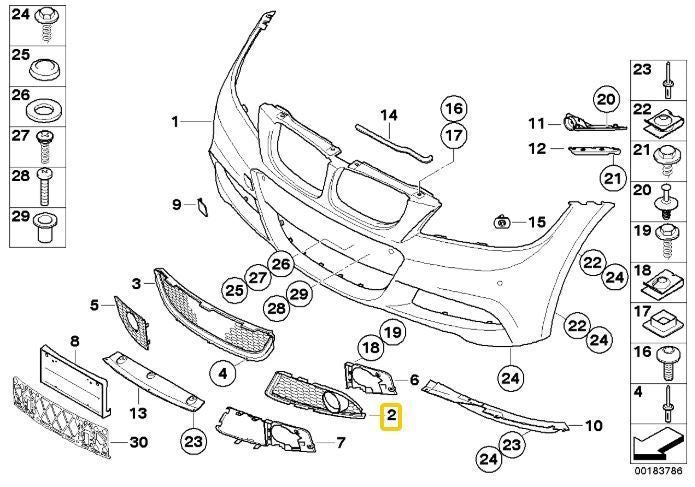 Genuine New BMW 3' E90 LCI E91 LCI M Sport Front Bumper Left Lower Grille 7891395