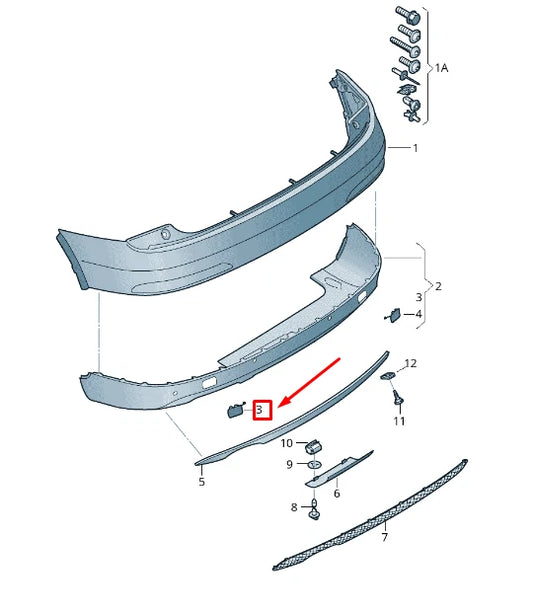 AUDI Q3 8U REAR LEFT BUMPER TOWING EYE COVER 8U0807441DGRU