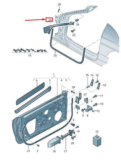 NEW AUDI A3 CABRIO 8V INNER A-PILLAR REINFORCEMENT DOOR SEAL 8V7831721A ORIGINAL