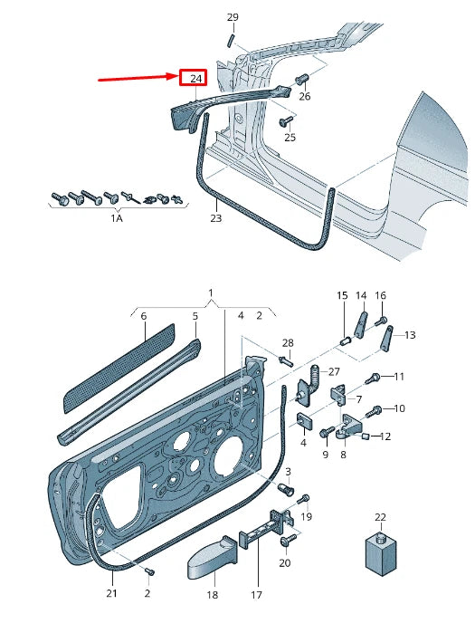 NEW AUDI A3 CABRIO 8V INNER A-PILLAR REINFORCEMENT DOOR SEAL 8V7831721A ORIGINAL