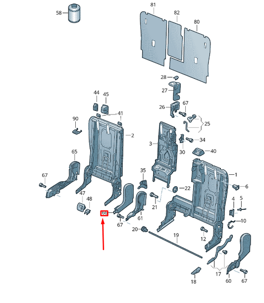 NEW VW TOUAREG 7P REAR LEFT INNER SEATBACK FITTING COVER 7P0885787C82V ORIGINAL