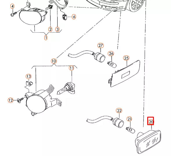 NEW AUDI A3 8P FRONT LEFT WING TURN INDICATOR CLEAR GLASS 8E0949127