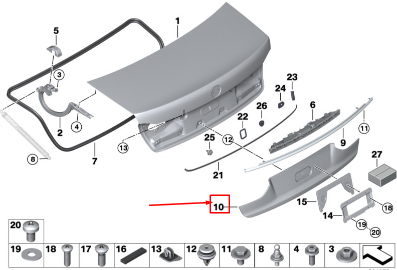 new bmw 7 g11 rear bottom tailgate trim 51247416687 original