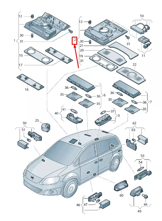 NEW VW GOLF VI 5K MK6 FRONT INTERIOR LIGHT 1K8947106CYAH 1K8947106C YAH ORIGINAL