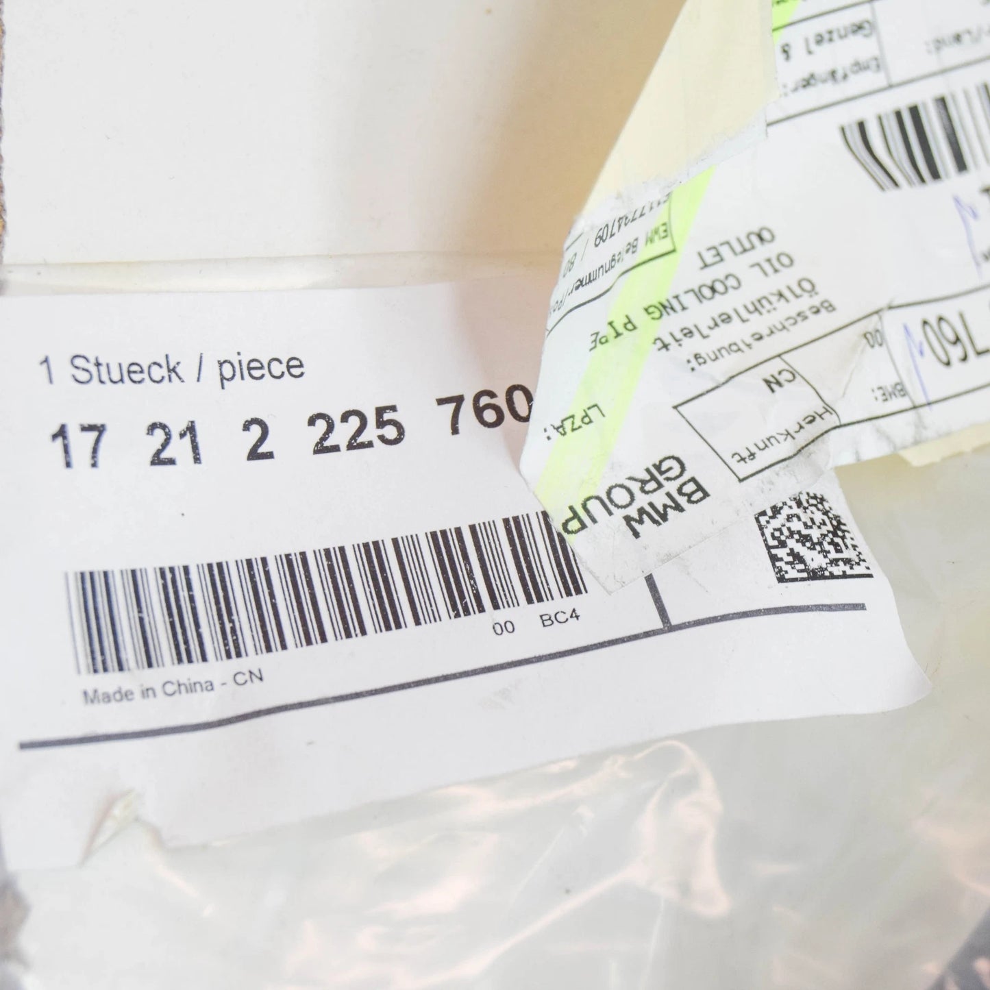 NEW BMW M6 E24 COUPE ENGINE OIL COOLER HOSE PIPE OUTLET 17212225760 ORIGINAL