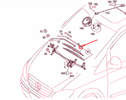 NEW MB VITO W639 LEFT WIPER ARM NOZZLE WASHER WITH HOSE A0008604847 ORIGINAL