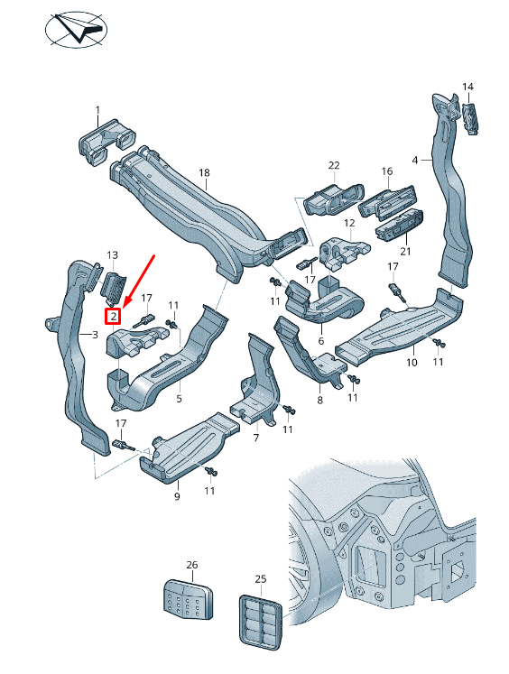 new audi q8 4mn rear left hvac duct adapter 4m0819821c original