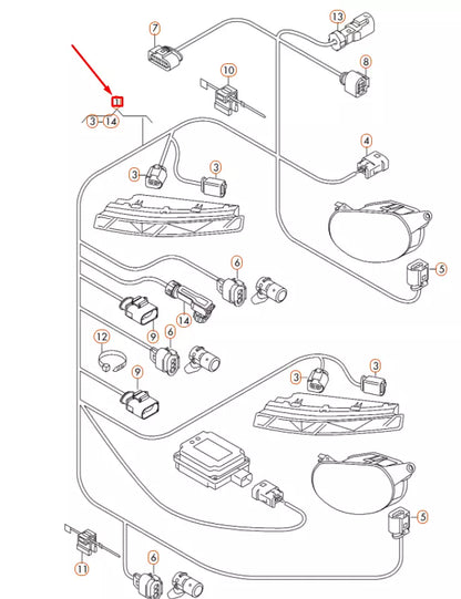 NEW AUDI Q7 4L FRONT BUMPER PARKING AID WIRING SET 4L0971095DG ORIGINAL