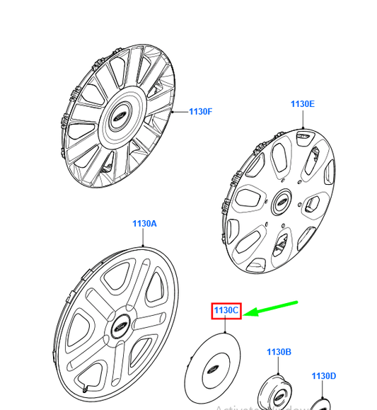 new ford transit connect mk1 alloy wheel centre cap 2t14-1130-cb 4447375