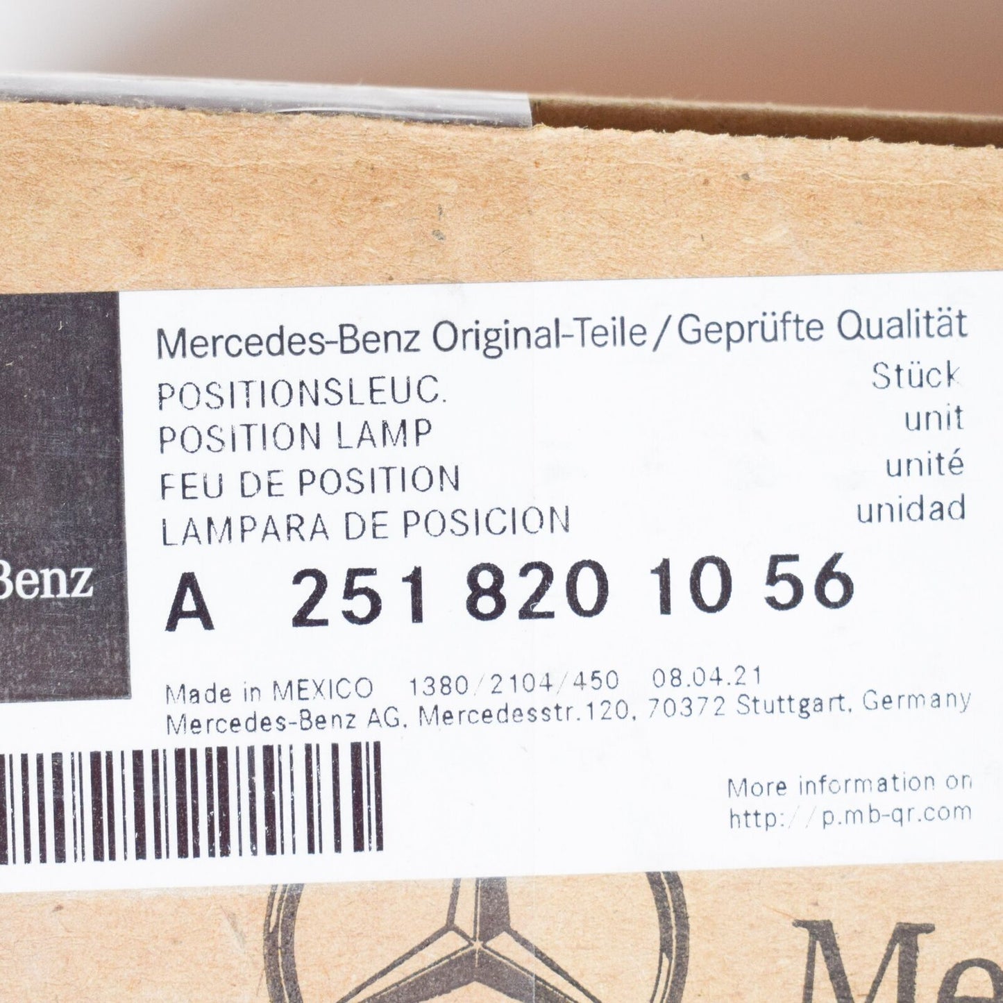 NEW MERCEDES-BENZ R-CLASS W251 FRONT RIGHT POSITION LIGHT LHD A2518201056