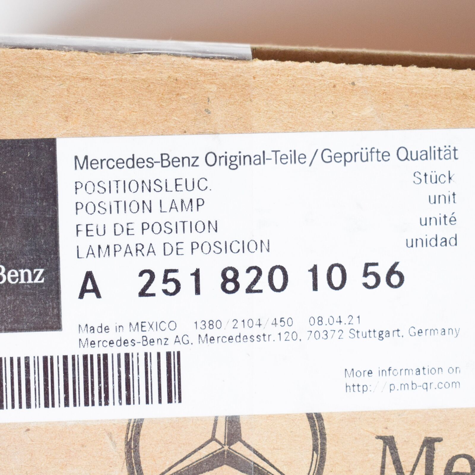 NEW MERCEDES-BENZ R-CLASS W251 FRONT RIGHT POSITION LIGHT LHD A2518201056