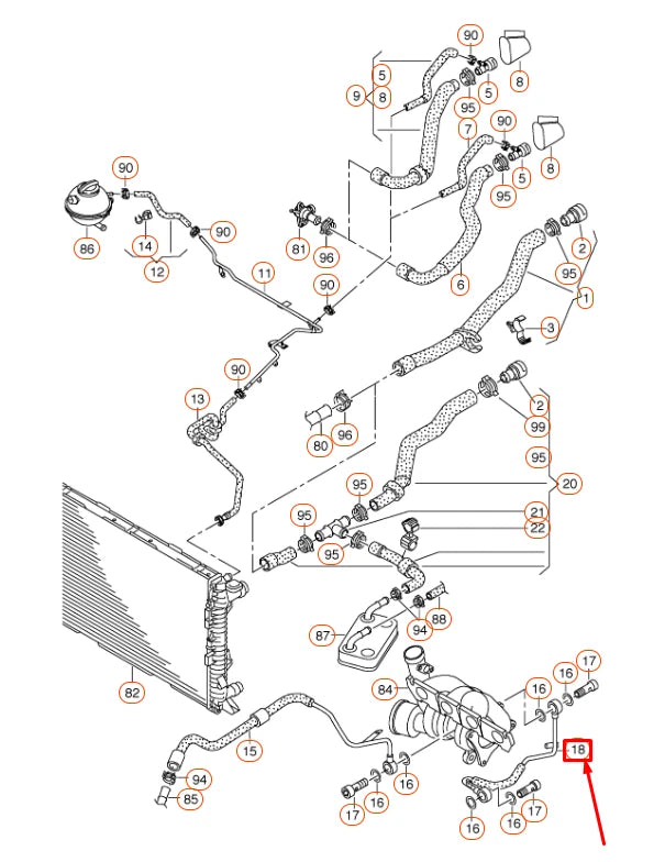 NEW AUDI Q3 8U FEED COOLANT PIPE 06J121497H ORIGINAL