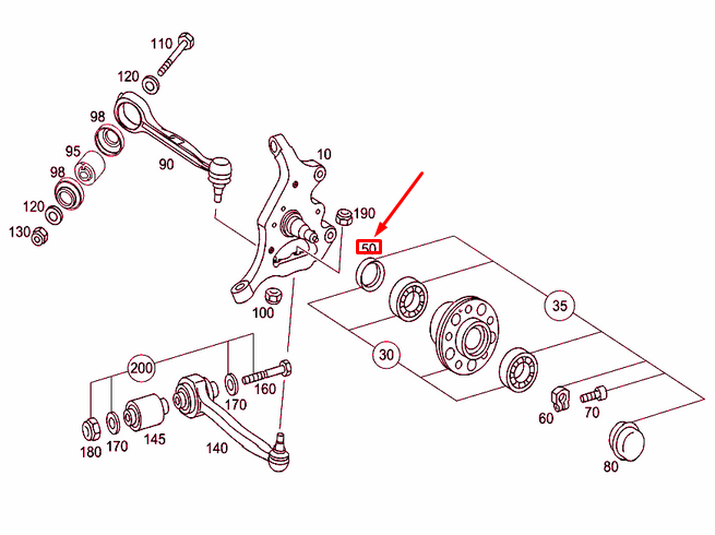 NEW MERCEDES-BENZ C W203 FRONT WHEEL BEARING SEALING RING A2033300060 ORIGINAL