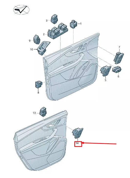 NEW AUDI Q7 4M REAR LEFT DOOR CENTRAL LOCKING SWITCH 4M0962107C5PR