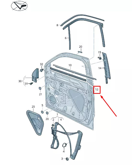 NEW VW T-ROC A1 FRONT RIGHT INNER WINDOW APERTURE SEAL 2GA837480B5AP