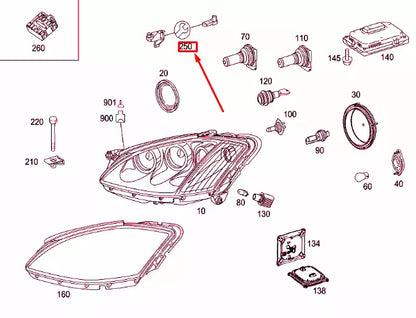NEW MERCEDES-BENZ S W221 RIGHT HEADLAMP BRACKET REPAIR KIT A2218201414 ORIGINAL