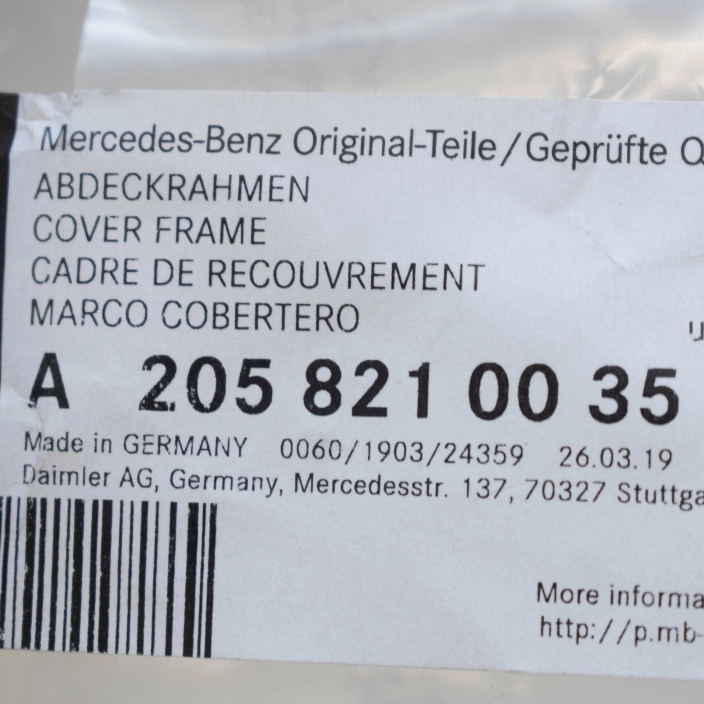 NEW MERCEDES-BENZ C S205 TRAILER HITCH SWITCH COVER FRAME A2058210035 ORIGINAL