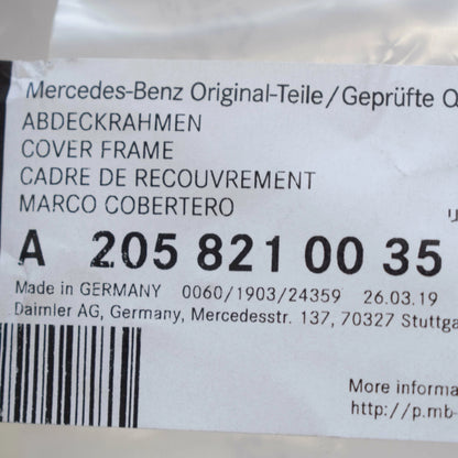 NEW MERCEDES-BENZ C S205 TRAILER HITCH SWITCH COVER FRAME A2058210035 ORIGINAL