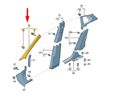 NEW VOLKSWAGEN TIGUAN AD MK2 RIGHT A PILLAR UPPER TRIM 5NA867234B82V ORIGINAL