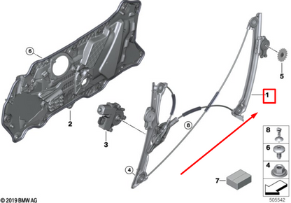 new bmw 8 g14 front right door window regulator 8497028 51338497028 original