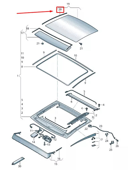 NEW AUDI Q3 F3 RIGHT OUTER SUNROOF SEAL 4K5877460