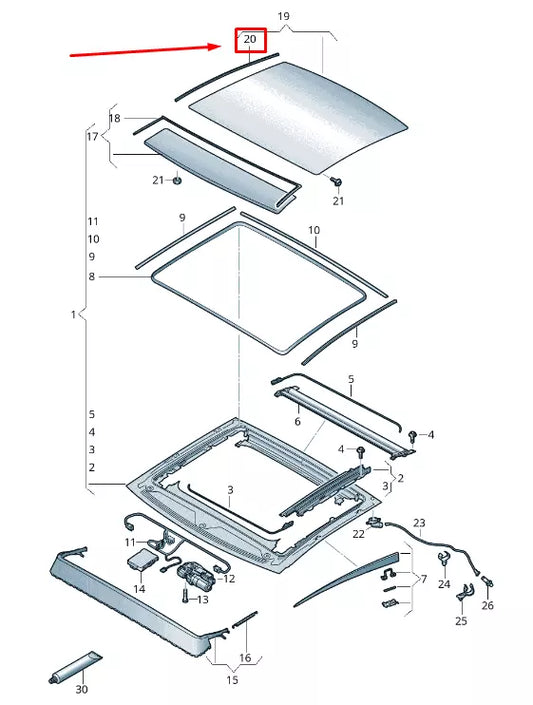 NEW AUDI Q3 F3 RIGHT OUTER SUNROOF SEAL 4K5877460