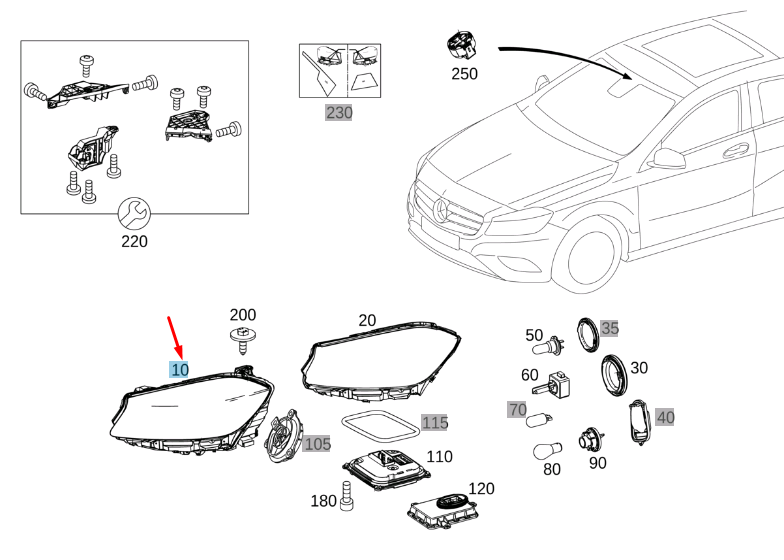 new mercedes-benz gla x156 front left headlight lhd a1569061100 original