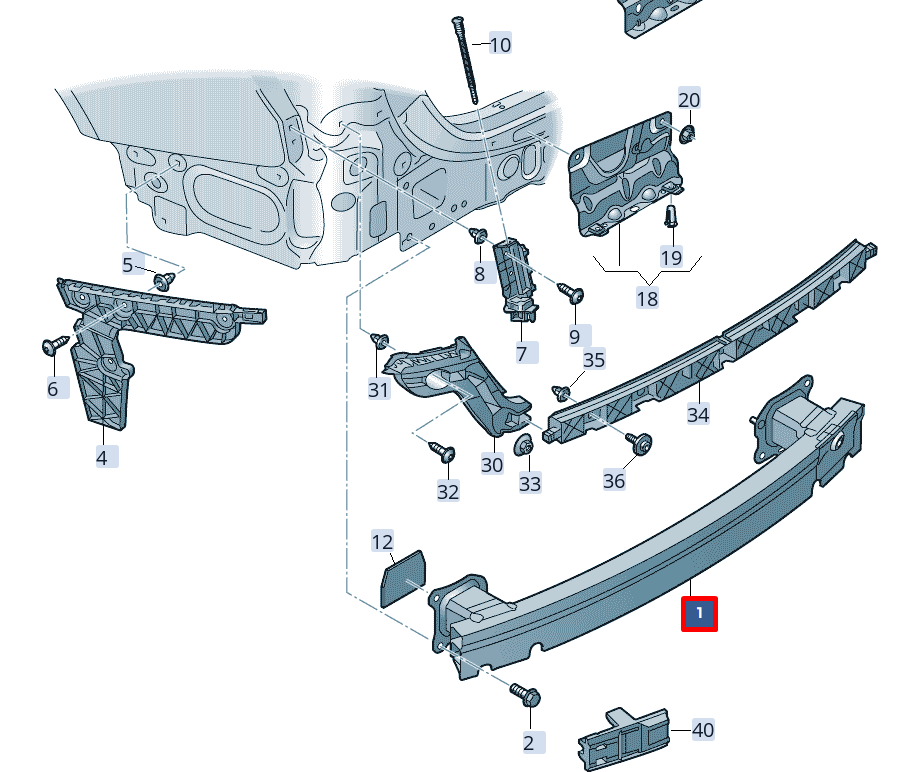 new audi a6 c8 rear crash reinforcement bar 4k0807309d original