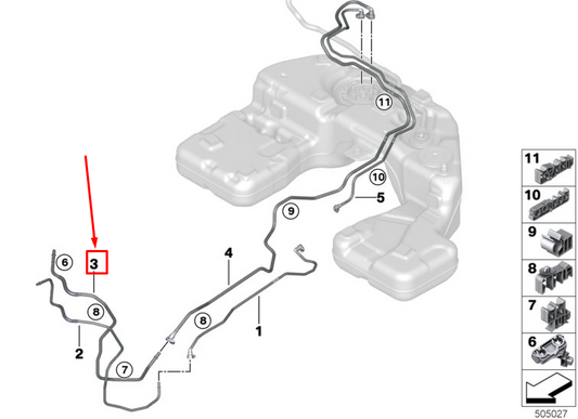 new bmw x5 g05 m50dx front fuel return line 16127439978 original