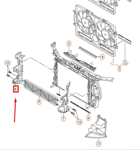 NEW AUDI Q5 8R RADIATOR SUPPORT AIR GUIDE 8R0121284Q ORIGINAL