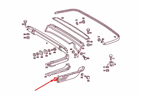 NEW MERCEDES-BENZ SL R107 REAR BUMPER RIGHT PANELLING A1078850425 ORIGINAL