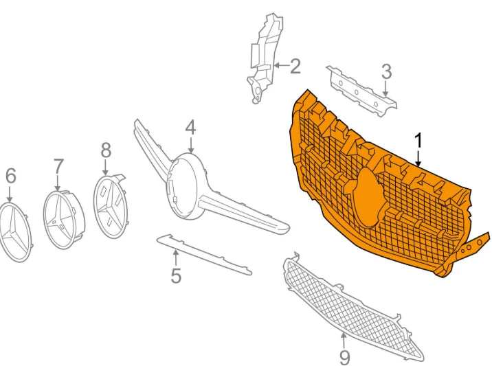 NEW MERCEDES-BENZ CLA C117 FRONT RADIATOR GRILLE A1178802500 ORIGINAL