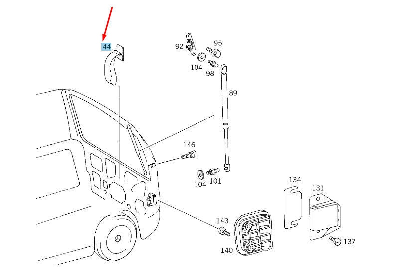 NEW MERCEDES-BENZ VITO W638 TAILGATE INSIDE HANDLE A6386900086 ORIGINAL