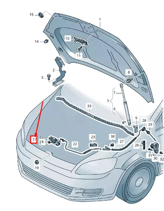 NEW VW SHARAN 7N LOWER PART BONNET LOCK 7N1823509B