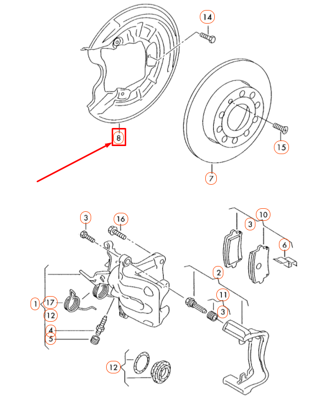NEW VOLKSWAGEN BEETLE A5 REAR RIGHT BRAKE DISC COVER PLATE 1Q0615612E ORIGINAL