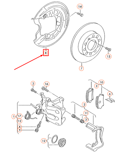 NEW VOLKSWAGEN BEETLE A5 REAR RIGHT BRAKE DISC COVER PLATE 1Q0615612E ORIGINAL